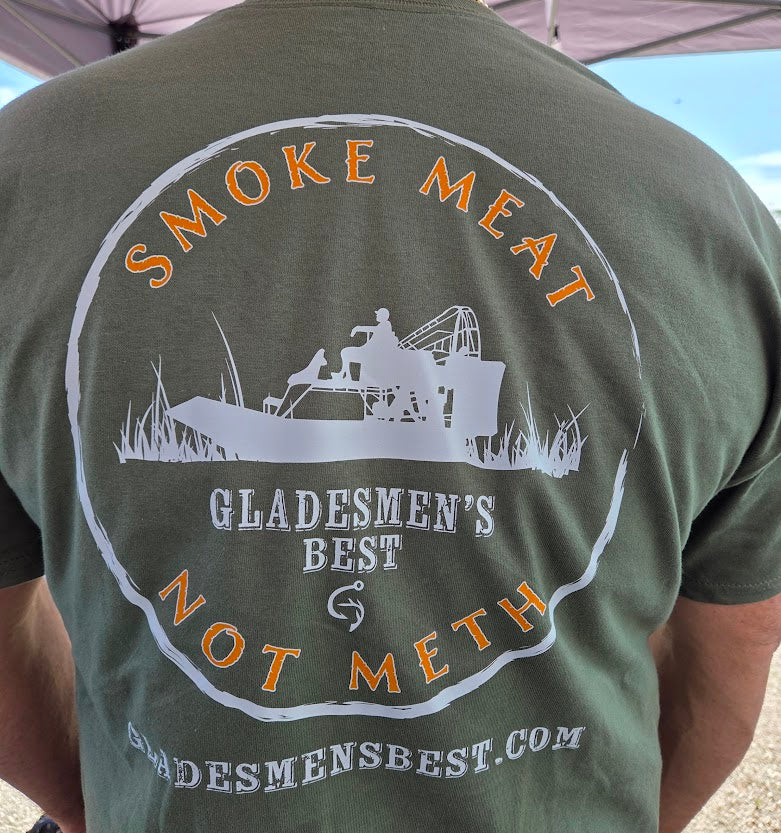 Smoke Meat Not Meth Short-Sleeve Tee, Light Loden