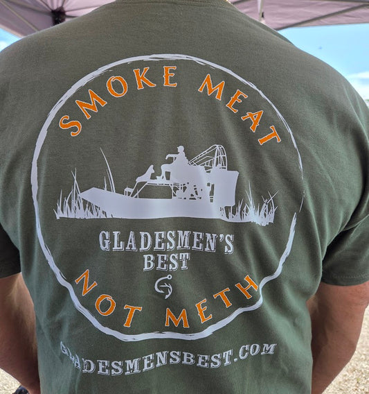 Smoke Meat Not Meth Short-Sleeve Tee, Light Loden